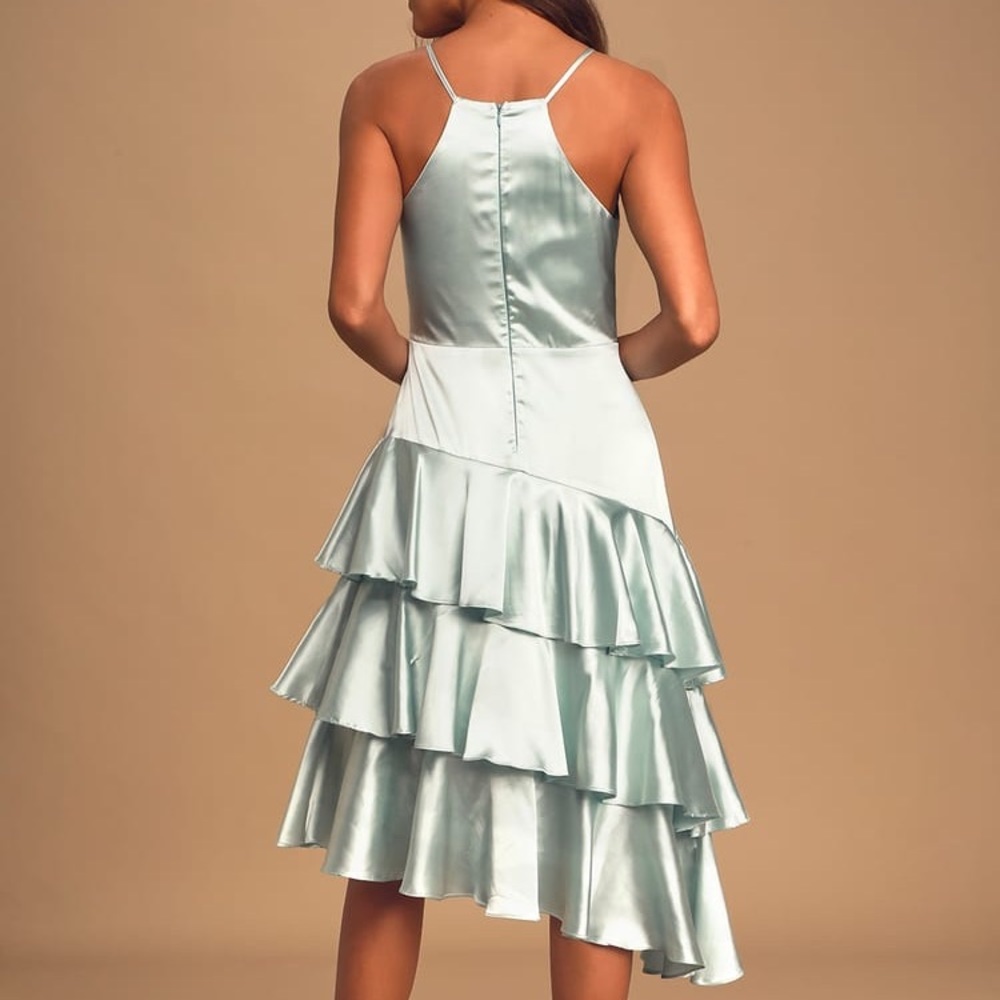 Lulus “Give Us A Twirl” Ruffle Layered Midi Dress - Picture 9 of 11
